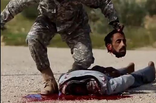 2022 gore video- Isis shoots two men then beheads another man