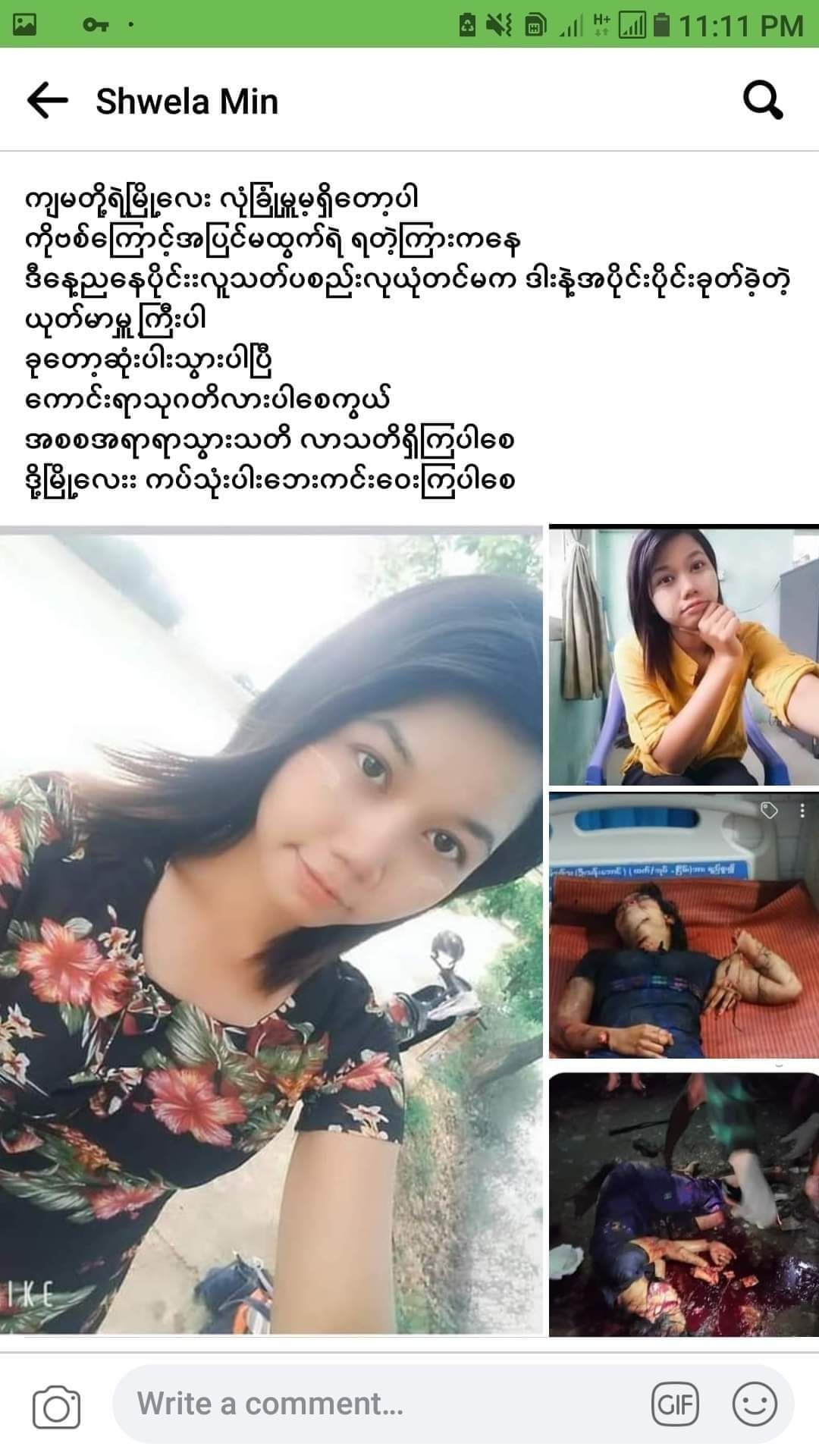 A young myanmar girl had her hands cut off and slaughtered with a knife