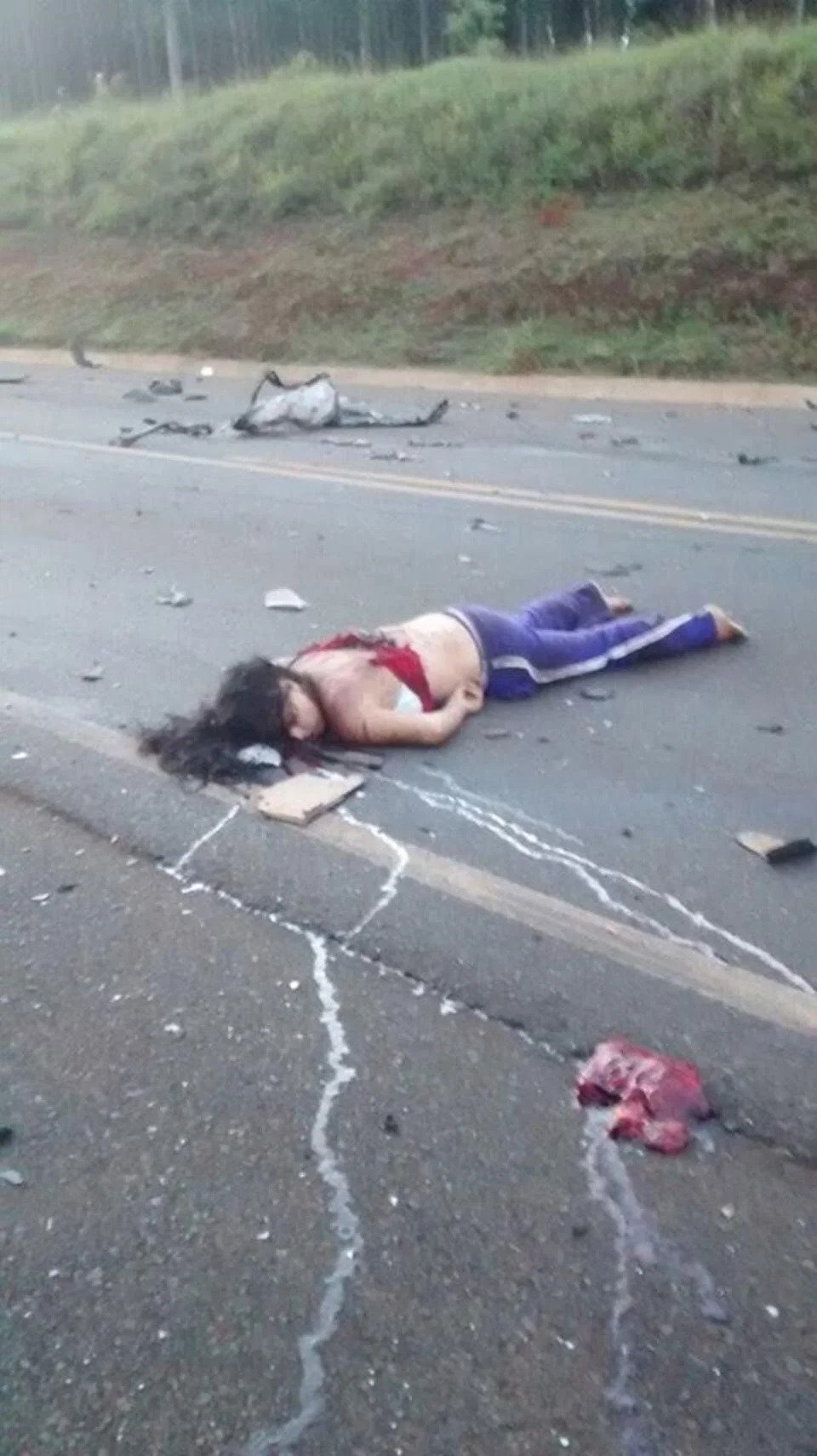Car accident- many dead bodies lying on the road