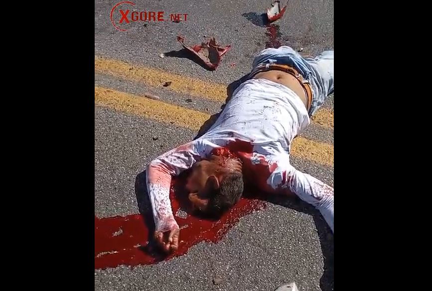 Moments after a tragic road accident