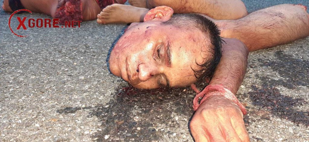 A man was dismembered and his remains scattered along with two threatening messages on bright green cardboard