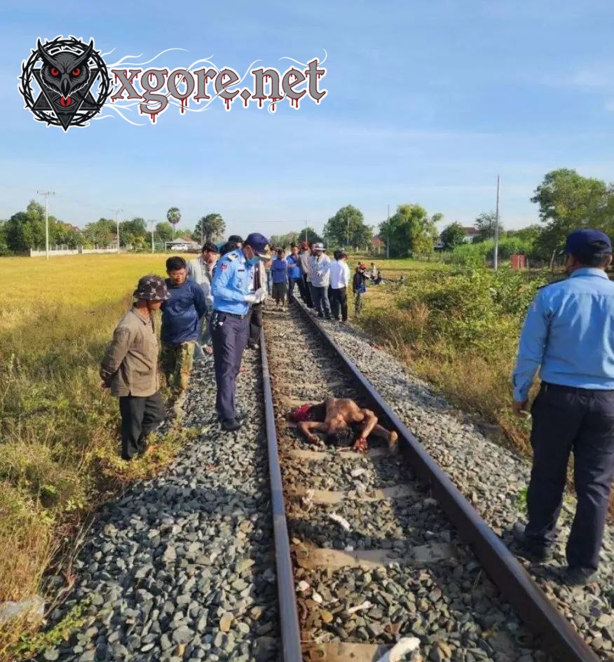 Cambodia young man, dismembered by train 011