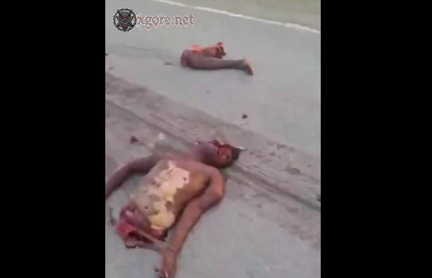 The man was torn to pieces by the truck