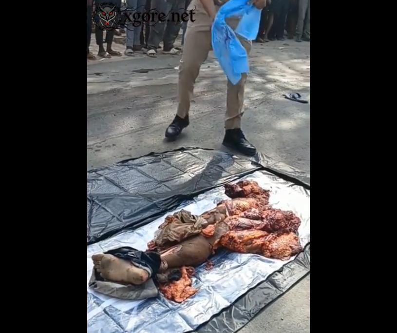 The man was torn to pieces and body pieces are being collected