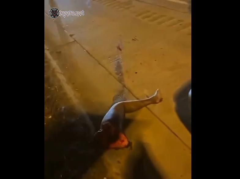 One leg was completely severed and flew off not far away.