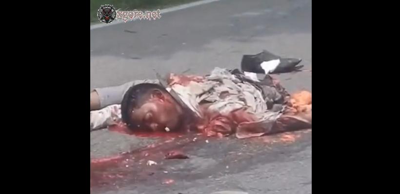 The man was run over by a truck and torn to pieces